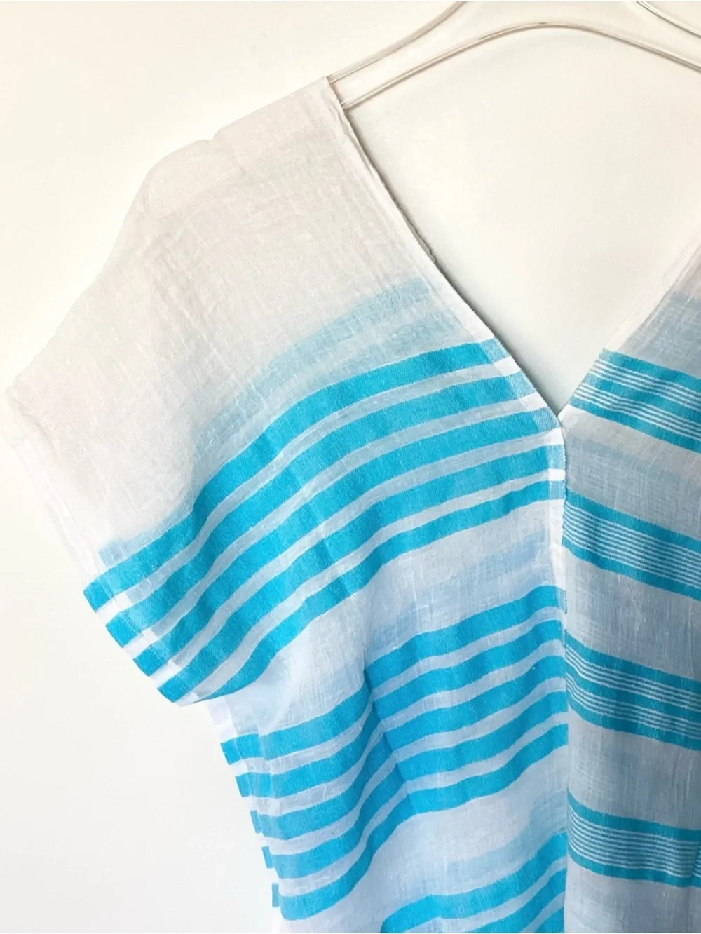 Lemlem Striped Ruki Split Mini Tunic Swim Coverup - Blue/White - OS